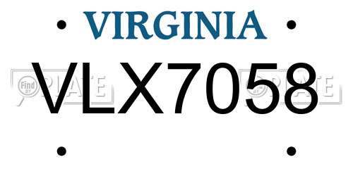 VLX7058 Virginia License Plate