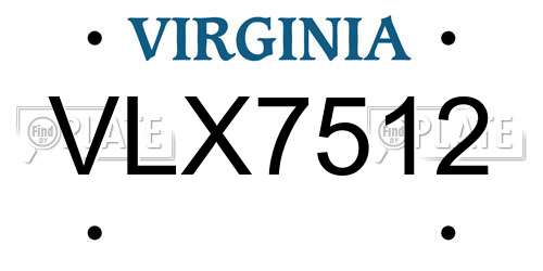 VLX7512 Virginia License Plate