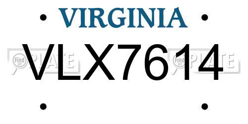 VLX7614 Virginia License Plate