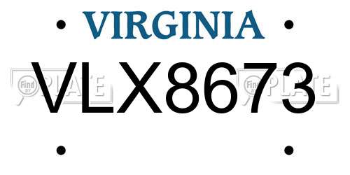 VLX8673 Virginia License Plate