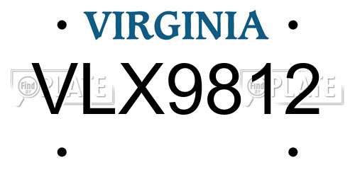 VLX9812 Virginia License Plate