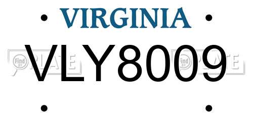 VLY8009 Virginia License Plate