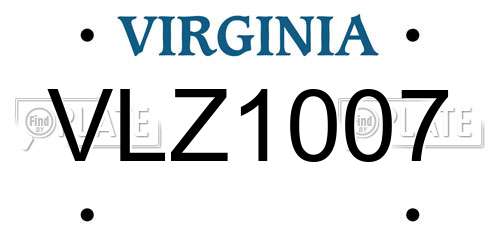 VLZ1007 Virginia License Plate