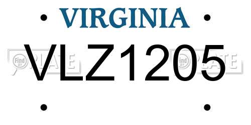 VLZ1205 Virginia License Plate