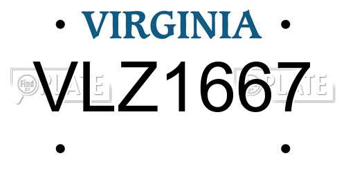 VLZ1667 Virginia License Plate