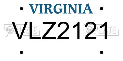 VLZ2121 Virginia License Plate
