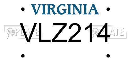 VLZ214 Virginia License Plate