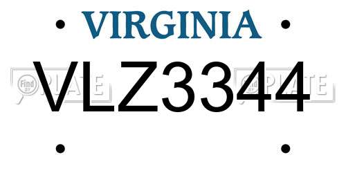 VLZ3344 Virginia License Plate