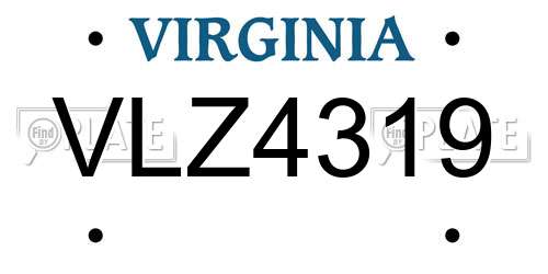 VLZ4319 Virginia License Plate