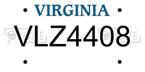VLZ4408 Virginia License Plate