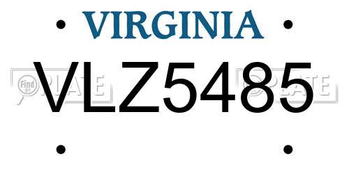 VLZ5485 Virginia License Plate