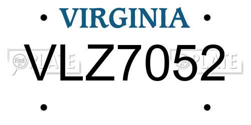 VLZ7052 Virginia License Plate