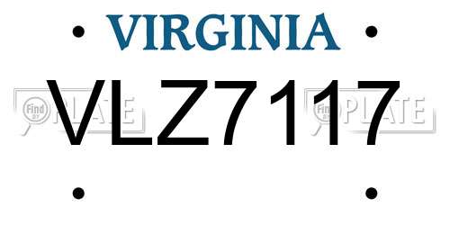 VLZ7117 Virginia License Plate