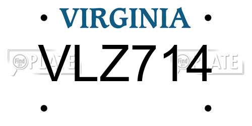 VLZ714 Virginia License Plate