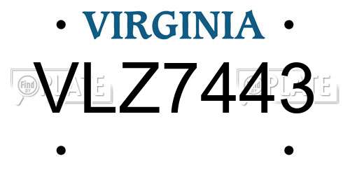 VLZ7443 Virginia License Plate