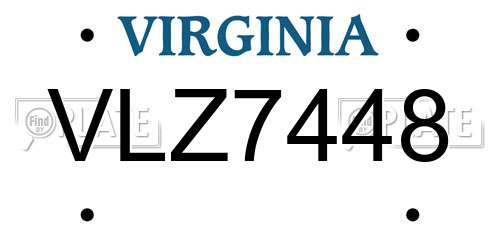 VLZ7448 Virginia License Plate