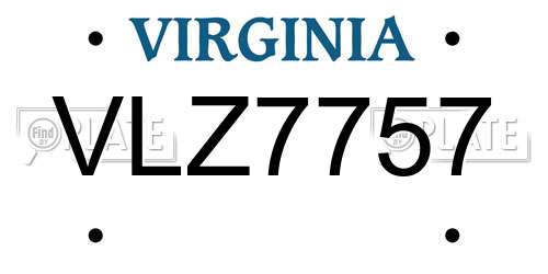 VLZ7757 Virginia License Plate