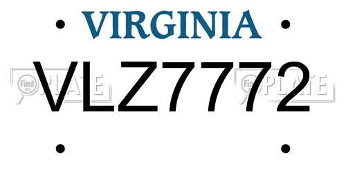 VLZ7772 Virginia License Plate