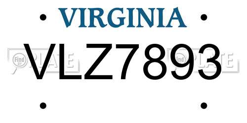 VLZ7893 Virginia License Plate