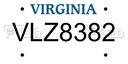 VLZ8382 Virginia License Plate