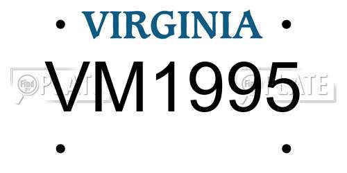 VM1995 Virginia License Plate