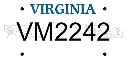 VM2242 Virginia License Plate
