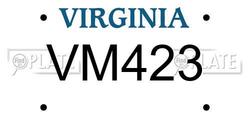 VM423 Virginia License Plate