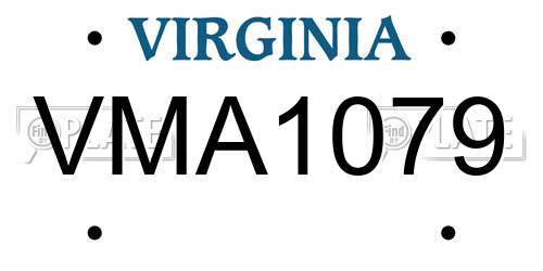 VMA1079 Virginia License Plate