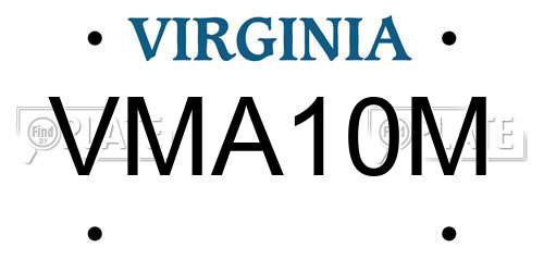 VMA10M Virginia License Plate