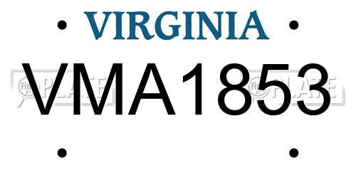 VMA1853 Virginia License Plate