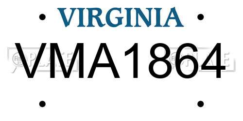 VMA1864 Virginia License Plate