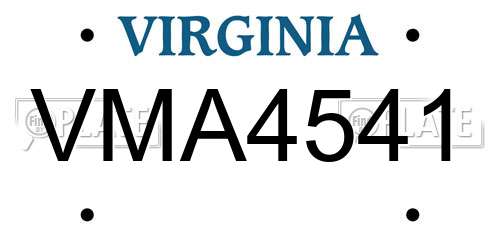 VMA4541 Virginia License Plate