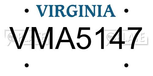 VMA5147 Virginia License Plate