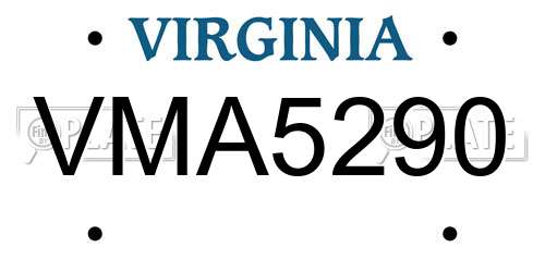 VMA5290 Virginia License Plate