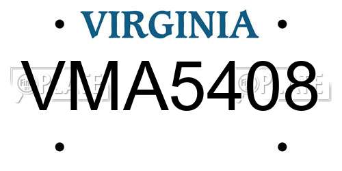 VMA5408 Virginia License Plate