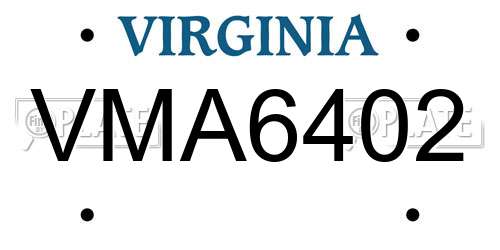 VMA6402 Virginia License Plate