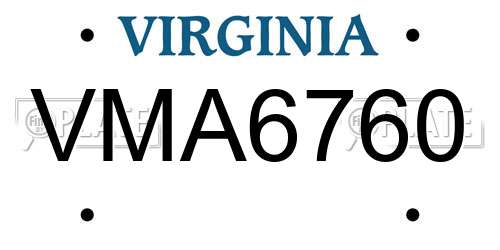 VMA6760 Virginia License Plate