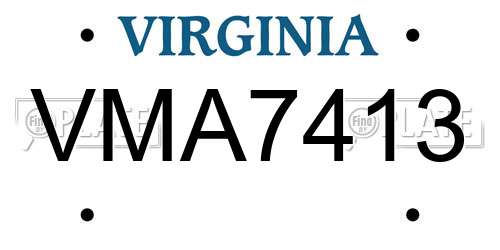 VMA7413 Virginia License Plate