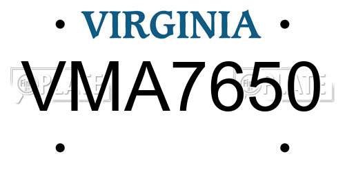 VMA7650 Virginia License Plate