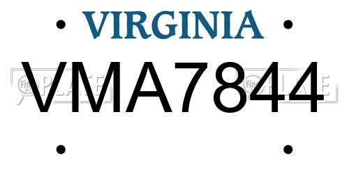 VMA7844 Virginia License Plate