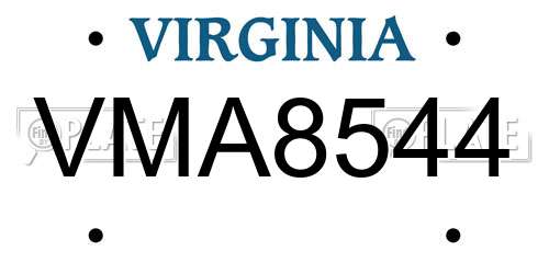 VMA8544 Virginia License Plate