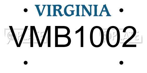 VMB1002 Virginia License Plate