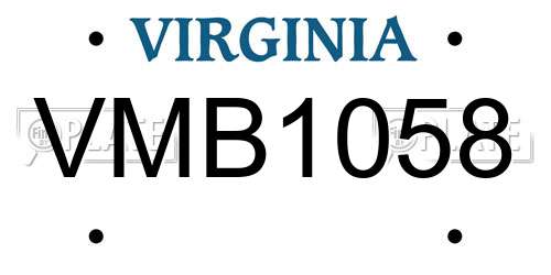 VMB1058 Virginia License Plate