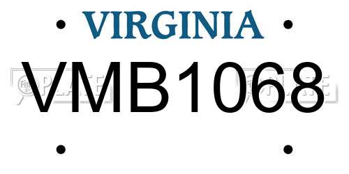 VMB1068 Virginia License Plate
