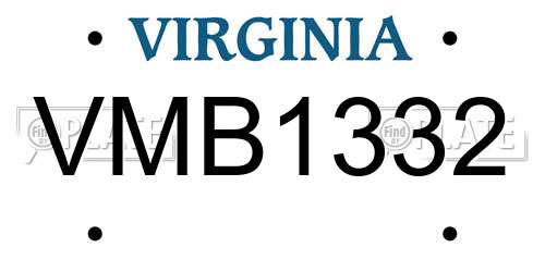VMB1332 Virginia License Plate