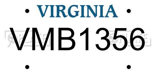 VMB1356 Virginia License Plate