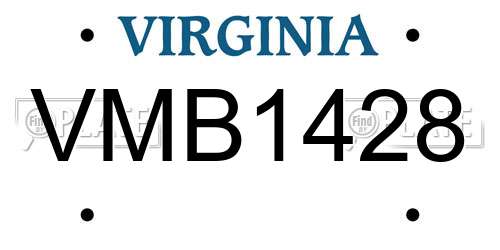 VMB1428 Virginia License Plate
