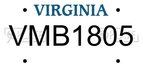 VMB1805 Virginia License Plate