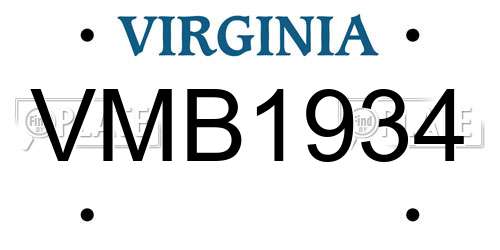 VMB1934 Virginia License Plate