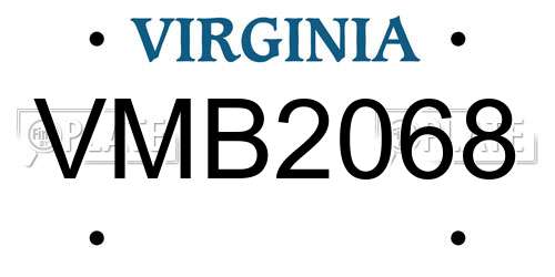 VMB2068 Virginia License Plate